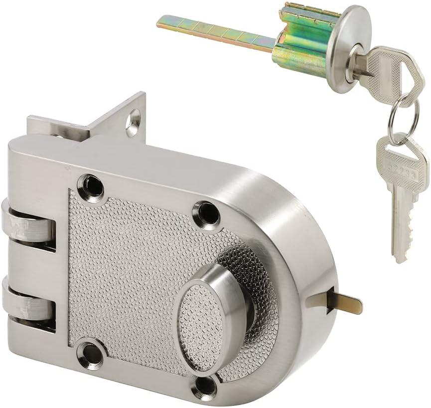 Prime-Line U 10817 Deadlock, Jimmy-Resistant, Single Cylinder Door Lock with a Satin Nickel Finish (Single Pack)
