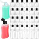 Domensi 36 Pcs 3.4 oz Travel Bottles with Flip Cap Plastic Travel Size Toiletries Bottles Portable Leak Proof Squeeze Refillable Empty Cosmetic Containers for Liquid Shampoo Lotions(Black,Clear)