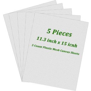 5PCS Plastic Canvas Sheets 15x11.3 inch, 5 Count Plastic Canvas Mesh Sheets, Eye Mesh for Embroidery Crafting, Knit, Crochet DIY Projects - Needlepoint Canva Sheet