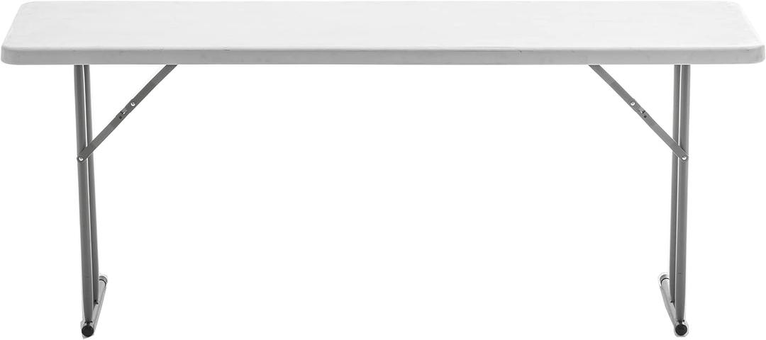 BTEXPERT 6-Foot - 72" Long White Granite Plastic Folding Seminar Training Table Portable 18" Wide Narrow, 29" High, Events Indoor Outdoor Lightweight (One)
