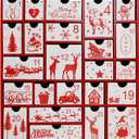 SAND MINE Wooden Christmas Advent Calendar with 24 Drawers, Countdown to Christmas, Refillable Wooden Advent, Red