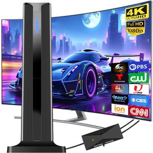 Digital TV Antenna Indoor, 2026 HD Antenna for Smart TV with 3M Stick Base 360&Long Range Reception for Local Channels, Easy Setup Antena Without Cable(7.0 in)