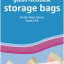 Amazon Basics Reclosable Gallon Food Storage Bags with Double Zipper Seal, Stand and Fill Base, BPA Free, 120 Count