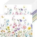 50 Pack Wildflower Paper Placemats Disposable,16x 11 Inch Spring Floral Placemats Butterfly Wildflower Table Mats for Kitchen Dining Wedding Birthday Spring Party Supplies