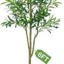 Olive Trees Artificial Indoor, Faux Olive Tree 6FT for Home Office Decor, Artificial Olive Tree Artificial Tree with Realistic Trunk, Branches, Leaves and Fruits, Fake Olive Tree