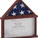 Flash Furniture Quincy Flag and Certificate Display Case, Solid Pine Wood Flag Shadow Box Fits 9x5 Folded Burial Flag, Mahogany Finish (4.5"Dx26.5"Wx26.5"H)