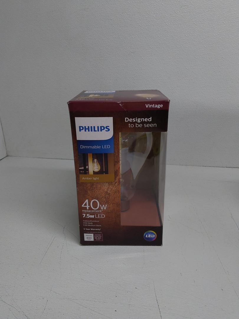 PHILIPS Dimmable LED Amber Light 30W53627-6 7.5A50/VIN/820/CL/G/DIM PHILIPS Dimmable LED Amber Light 30W53627-6 7.5A50/VIN/820/CL/G/DIM