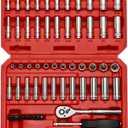 CASOMAN 1/4-Inch Drive Master Socket Set with Ratchets, Adapters, Extensions with 1/4’‘ Dr. Bits Set, Inch/Metric, 6-Point, 5/32-Inch - 9/16-Inch, 4 mm - 14 mm, 62-Piece 1/4" Dr. Socket Set