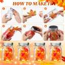 LemonRoad 2 Sets Thanksgiving DIY Craft Kit DIY Glass Mason Jar Solar Lanterns Fall Maple Leaf Table Centerpieces Decoration with Rope Brush Glue for Autumn Party Decor Classroom Activities Crafts