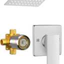 MTTCLE Shower Faucet Set with Tub Spout, 8 Inch Square Wall Mounted Rainfall Shower Head with Rough-in Valve Body, Bathroom Shower Trim Kit Single Function RV Shower System(Chrome)