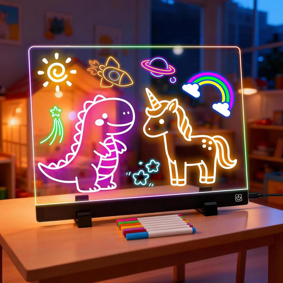 16-Inch LED Drawing Board for Kids | Light Up Doodle Board Glow Drawing Tablet | Reusable Kid Drawing Pad Toy | Arts Supplies Crafts for Kids Ages 4-8 | Creative Art Birthday Gifts for Girls Boys
