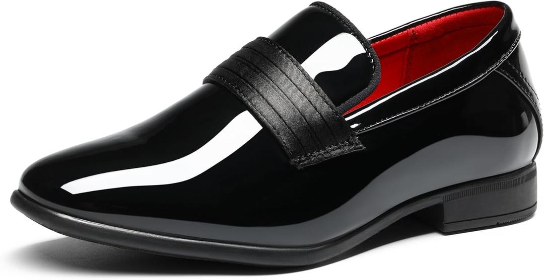 Bruno Marc Boys Dress Shoes Slip-on Loafers Formal Tuxedo Shoes (4 Big Kid, Bright Black)
