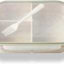 SEVENY Bento Box Natural Wheat Fiber Material,Ideal Leak-Proof Bento Box Adults,Lunch Box for Women,BPA-Free Lunch Box,Reusable Meal Prep Container for Body Builders, White