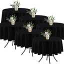 Fitable 6 Pack Black Round Table Clothes - 70 Inches in Diameter - Stain Resistant and Washable Tablecloths, Polyester Fabric Table Covers for Wedding, Party, Banquet, Gathering