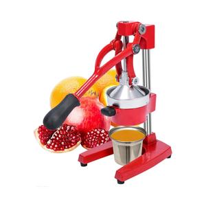 Commercial Heavy Duty Cast Iron Hand Press Manual Orange Citrus Lemon Lime Grapefruit Pomegranate Fruit Juice Squeezer Machine with Stainless Steel Cup Red