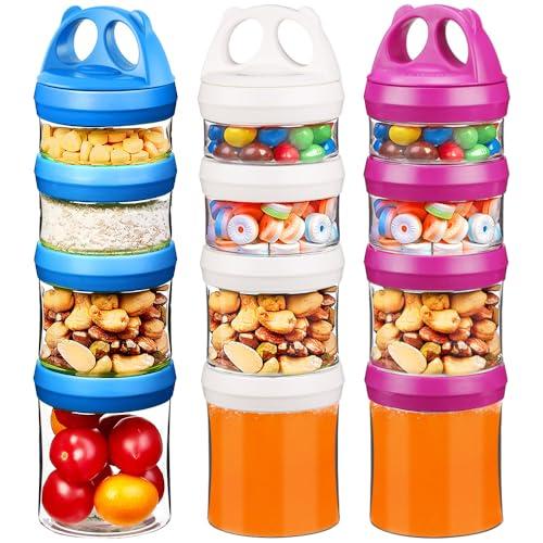 SELEWARE Portable Stackable Food Storage Containers for Snacks Formula Powder and Drinks Twist Lock System Airtight Leak-proof BPA and Phthalate Free,  Pink