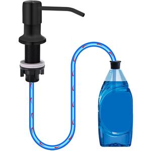 Soap Dispenser for Kitchen Sink, Countertop Soap Dispenser Pump, 47" Silicone Extension Tube Connect to The Soap Bottle Directly, Say Goodbye to Frequent Refills (Black)