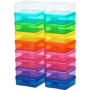 18 Pack Small Colored Plastic Hobby Art Craft Organizer, Mini Plastic Storage Containers with Latching Lid, for Pencil Box, Lego, Crayon
