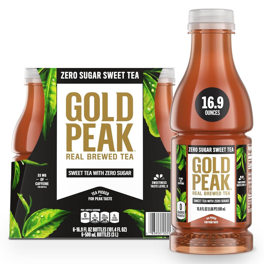 Gold Peak Iced Tea, Zero Sugar Sweet Tea Bottles, 16.9 fl oz, 6 Pack (EXP 10/14/26)