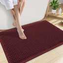 Smiry Waffle Bath Mat 30x20, Extra Soft Absorbent Bathroom Rugs, Non Slip Machine Washable Quick Dry Bath Rugs for Bathroom Floor, Tub, Shower, Home Decor Accessories, Burgundy