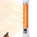 Patio Heater for Outdoor Use, Infrared Electric Outdoor Heater, 1500W Instant Heating, 60-Degree Oscillation, 9 Heat Levels, 9H Timer, Remote, for Garage, Backyard, Large Room, Indoor, 32", White 