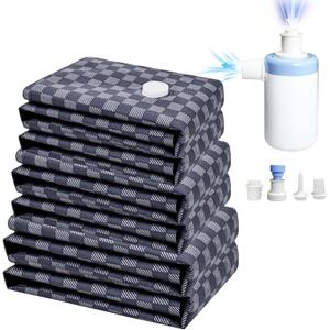 Vacuum Seal Bags for Clothing Travel w/Wireless Pump, Space Saver Vacuum Storage Organizer Bag for Luggage, Seal Compression Packing Bags for Clothes & Blankets 6 Pack (Compression bag)