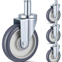 3 Pack 5" Caster Wheels Compatible with Metro Shelving, Grip Ring Stem Swivel Casters with Non-Marking TPR Wheels and Double Ball Bearings for Wire Shelving Racks Kitchen Lab Warehouse