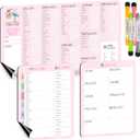 Baby First Food Tracker, Magnetic Meal Planner, Fridge Grocery Shopping List Chart (3 in 1) - Dry, Erase Menu Planners, Strong Stickiness on Refrigerator - 11.8"x8.2", Pink - Baby Led Weaning Supplies
