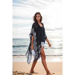 2 x Zando 2025 Beach Black Paisley Kimono Cover Up for Women Summer Hawaiian Shirts Holiday Style Coverups Resortwear Lightweight Sheer Open Front Cardigan Casual Daily Outfit Loose Capes X-L, L