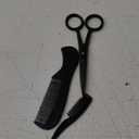 Ontaki 5" Professional German Beard & Mustache Scissors with 2 Comb & Carrying Pouch for Men - Bevel Edge for Precision - Facial Hair Grooming Kit All Body Hair - Black - Beard Trimming Scissors
