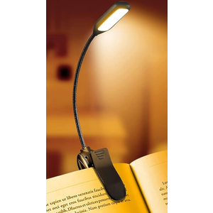 Rechargeable Reading Light, 7 LEDs with 9 Color Temperature Levels Clip On Book Light for Reading in Bed with Power Indicator for Bookworms (Black)