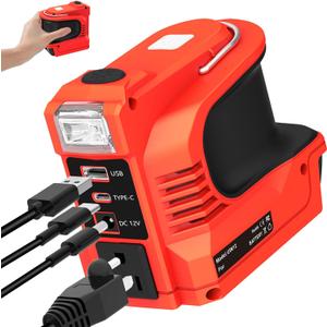 220W Power Inverter for Bauer 20V Battery, DC 20V to AC 110-120V Battery Inverter, Charger Adapter w/USB&Type-C&DC Port&AC Outlet&LED Light