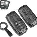 QBUC for Honda Key Fob Cover with Keychain - Heavy Zinc Alloy Shell & Silicone Case for Double Protection - Compatible with 2016-2021 Honda Accord Civic HR-V CR-V Pilot Passport Ridgeline (Black)