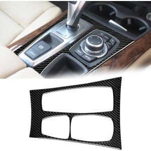 BLAKAYA Compatible with Carbon Fiber Center Console Gears Shift Frame Trim Cover Interior Decoration Sticker for BMW X5 E70 X6 E71 2008 2009 2010 2011 2012 2013 Style A (4PCS Black)