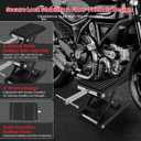 1300 LBS Motorcycle Jack, Thickened 0.48" Rubber Pad Motorcycle Lift, Upgraded Anti-Slip Bottom Dirtbike Stand, Carbon Steel Motorcycle Center Stand with Wide Deck, Chain Brush, T-Handle for ATV Black