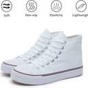 Iarus High Top Sneakers for Women White Canvas Comfortable Shoes for Women Walking Casual Sneakers Tennis Shoes