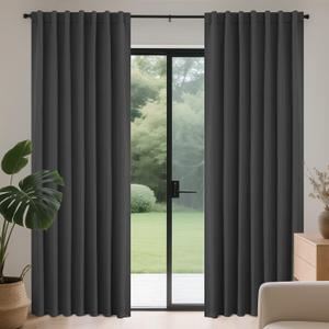 Joydeco Blackout Curtains 108 Inches Long for Bedroom, Thermal Insulated Black Out Curtains 2 Panels Set, Room Darkening Drapes for Living Room Window Rod Pocket Back Tab (W52 x L108 Inch, Dark Grey)