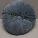 MOCOFO Round Velvet Throw Pillow, Pumpkin Shape Decorative Floor Cushion, Handcrafted Pleated Design, 14 and 16 Inch Diameter, Multiple Colors, Polyester Fill (Dark Blue, 14")