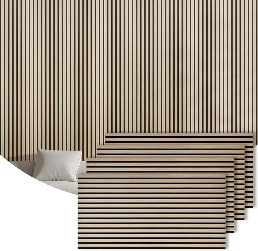 4 Packs Acoustic Wall Panel, 47.2"x23.6" Wood Slat SoundProof Panels, Sound Absorbing Panel for Office,Home Theater,Studio, Wall, Oak