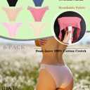 FINETOO Seamless Underwear for Women Cheeky Bikini Panties High Cut V-waist Lace Underwear Women Cute Bikinis 6 Pack (M)