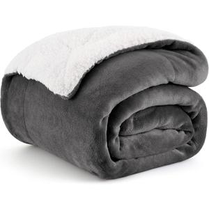 Bedsure GentleSoft Sherpa Fleece Throw Blanket Twin Size for Couch - Thick and Warm Throw for Women and Men, Soft Fuzzy Plush Twin Blanket for Winter, Charcoal, 60x80 Inches