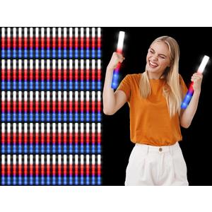 Junkin 90 Pcs 4th of July Glow Sticks Bulk 15. 8" Independence Day Red White and Blue LED Foam Lighted Sticks Patriotic with 3 Flashing Modes for Memorial Day Birthday Party