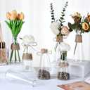 Baderke 12 Pcs Plastic Vases with 24 Ropes, Centerpieces Bulk Buds Wedding Decorations Mini Vintage Floral Vases for Home Tables Living Room Office Decoration Housewarming Gift(Conical)