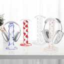 CamyCosy Headphone Stand Gaming Headset Holder with Silicone Ear Pad/Ear Cups Case for AirPods Max Headphones, Strawberry Pattern Clear Headset Stand Accessories for Desk