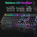 Wireless Gaming Keyboard and Mouse Combo with Mouse Pad, Rechargeable 2.4GHz Full-Size Keyboard and 2400 DPI Mouse, Rainbow Backlit, Quiet Mechanical Feel, 29-Key Anti-Ghosting for PC Mac Gamer