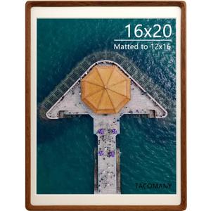 Handcrafted Natural Wood Picture Frame with Mat for Wall and Tabletop display (Walnut, 16x20 matted to 12x16)
