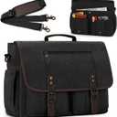 RAINSMORE Mens Messenger Bag 17-17.3 Inch Vintage Canvas Briefcase Water-resistant Large Computer Laptop Bag Rugged Satchel Shoulder Bag for Work Travel, Bookbag for College (Black)