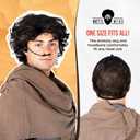 Desert Warrior Dune Costume Set - Curly Brown Wig, Black Fitted Breathing Nose Tube to Form to Face, and Netted Wig Cap for Cosplay - One Size Fits All