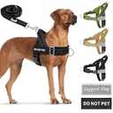 SlowTon No Pull Dog Harness - Heavy Duty Dog Harness and Leash Set for Medium Large Dogs, Reflective Tactical Harness with Soft Padded and Front Clip for Easy Walk and Training (Black XL)
