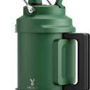 1 Gallon Insulated Water Bottle for Hiking: Meoky 128 oz Triple Wall Vacuum Stainless Steel Metal Water Jug - Top and Side Handles, Cold for 48 Hrs, 2-in-1 Straw and Spout Lid, Leakproof for Gym (Fir)